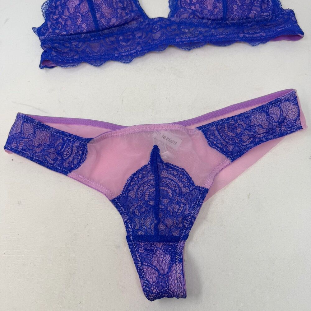 Free People Dora Larsen All Over Lace Underwire Bra in Purple & Pink 36B US 6 4 - Picture 2 of 10